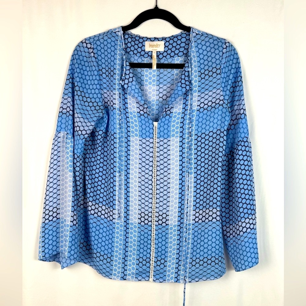 Laundry By Shelli Segal Geometric Blue Top